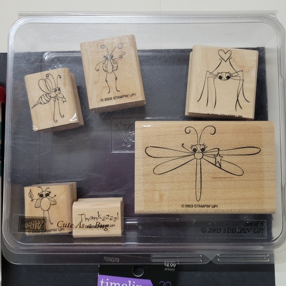 Stampin Up Cute as a Bug Wooden Block Rubber Stamp Set - Picture 2 of 7